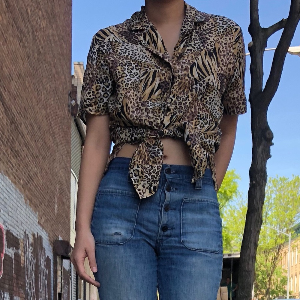 Animal Print Button-down